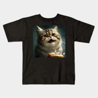 Happy Birthday cat Kids T-Shirt